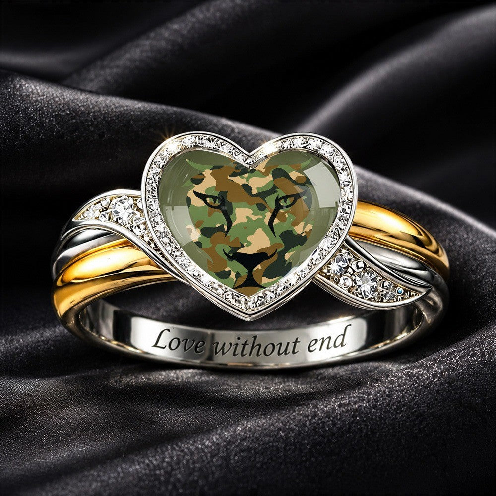 Camouflage Lion Heart Ring