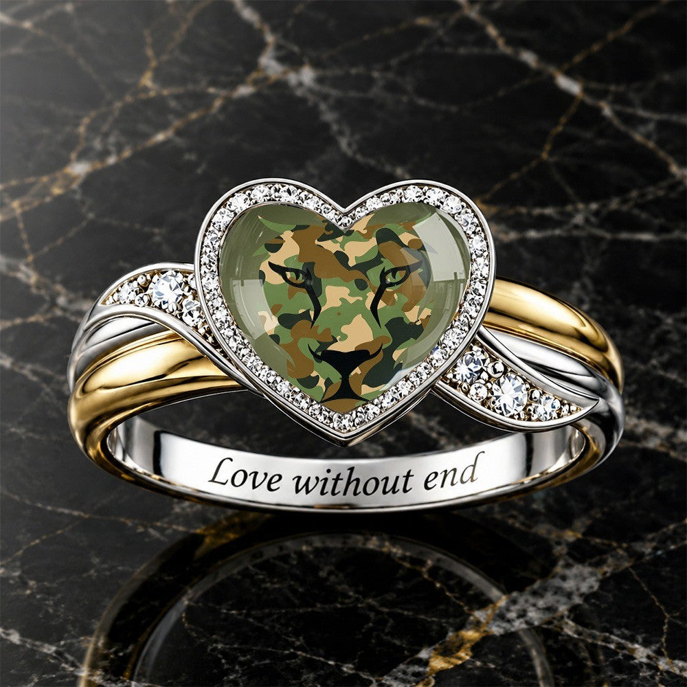 Camouflage Lion Heart Ring