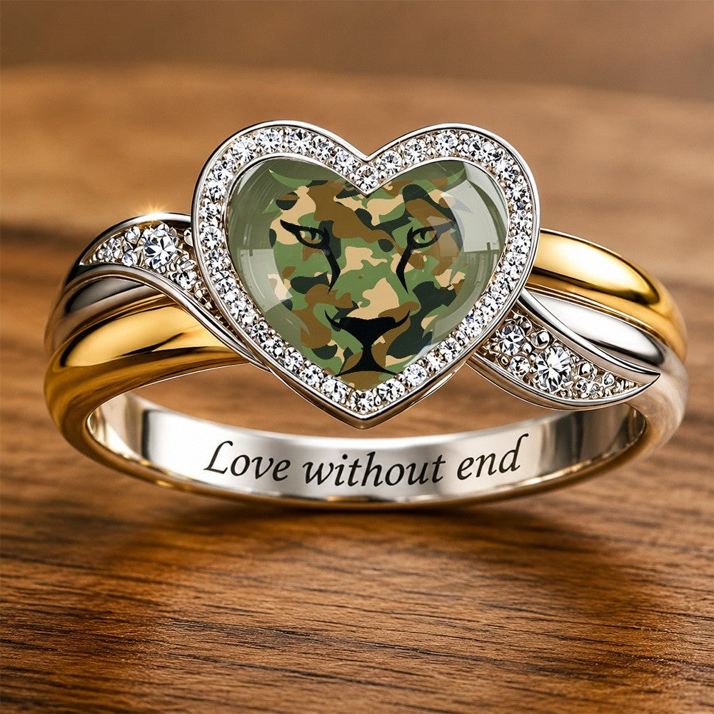 Camouflage Lion Heart Ring