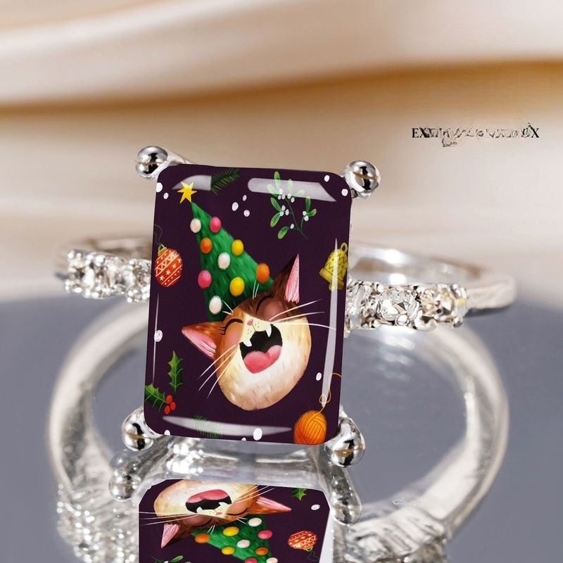 Festive Cat Rectangular Ring