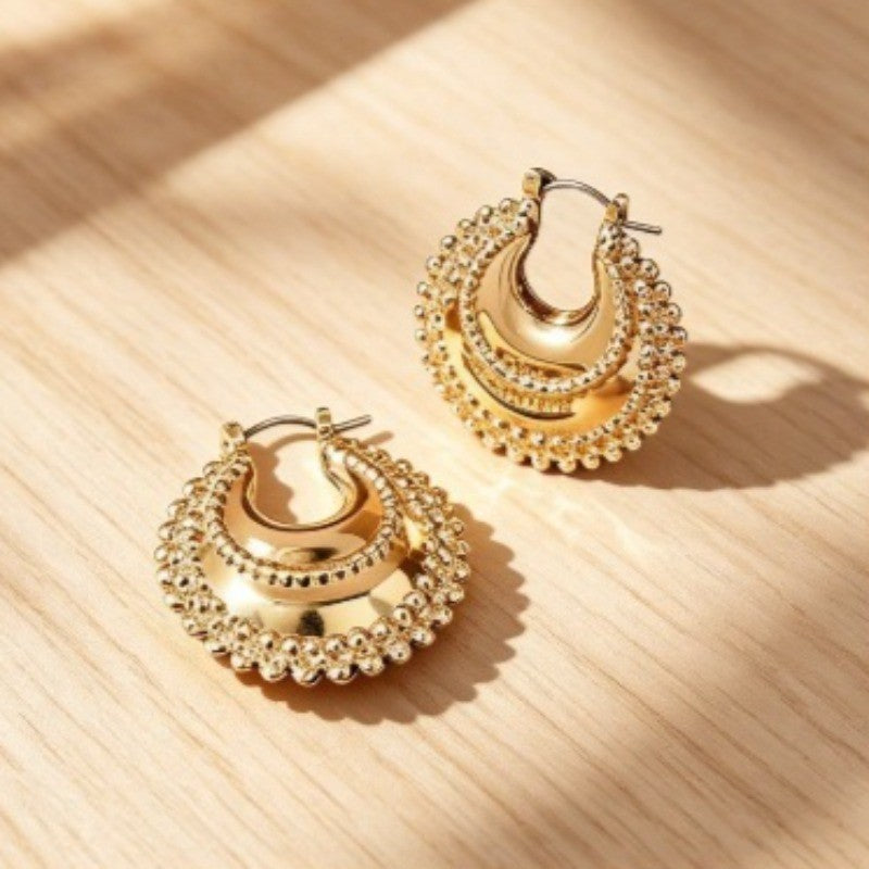 Textured Beaded Hoop Earrings
