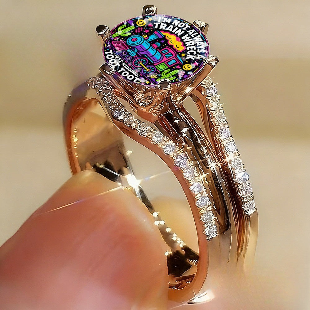 Colorful Train Statement Ring