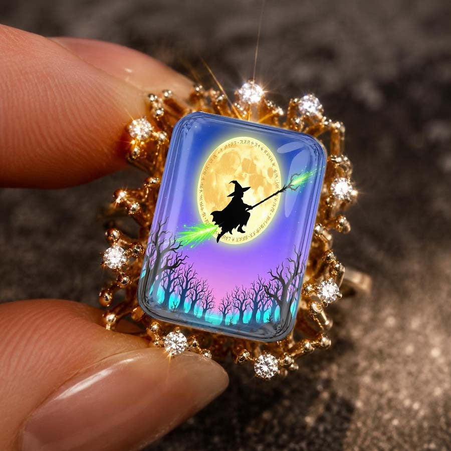 Vintage Witch Moonlight Square Ring
