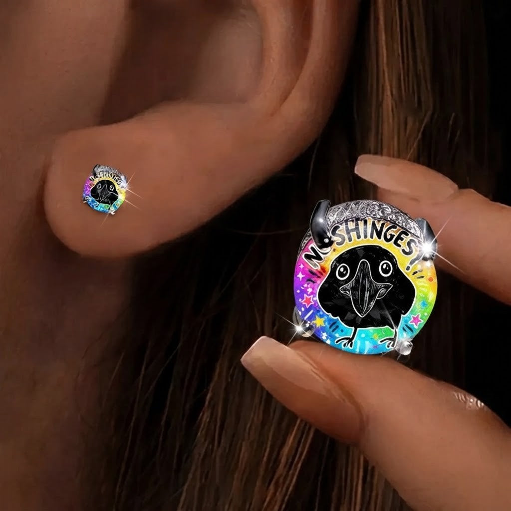 Rainbow Bird Stud Earrings