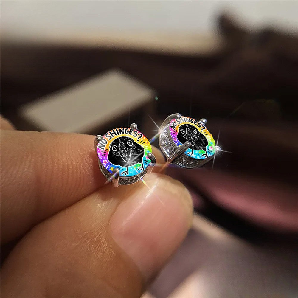 Rainbow Bird Stud Earrings