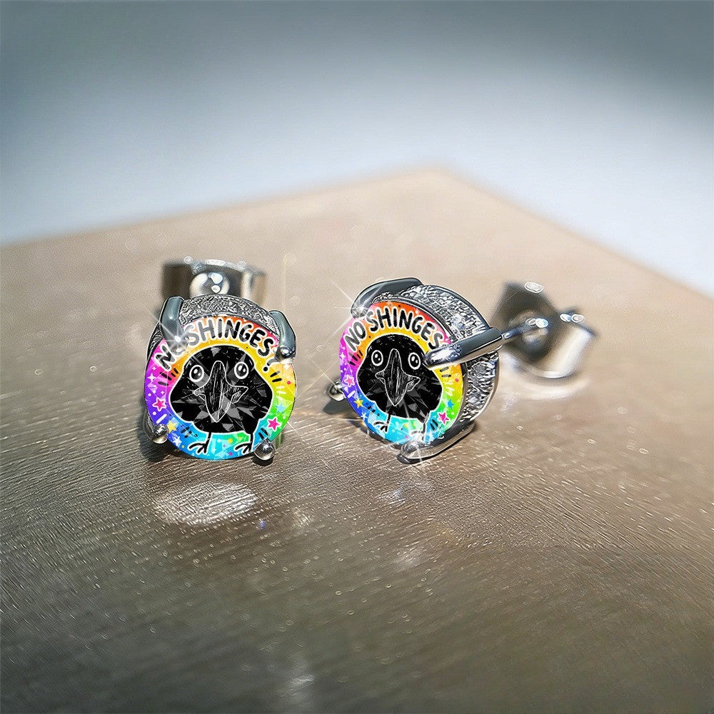 Rainbow Bird Stud Earrings