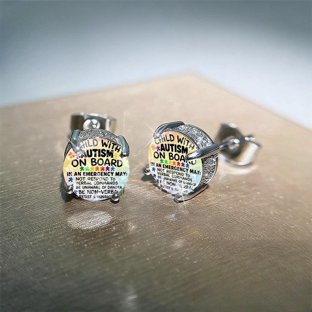 Puzzle Piece Message Stud Earrings
