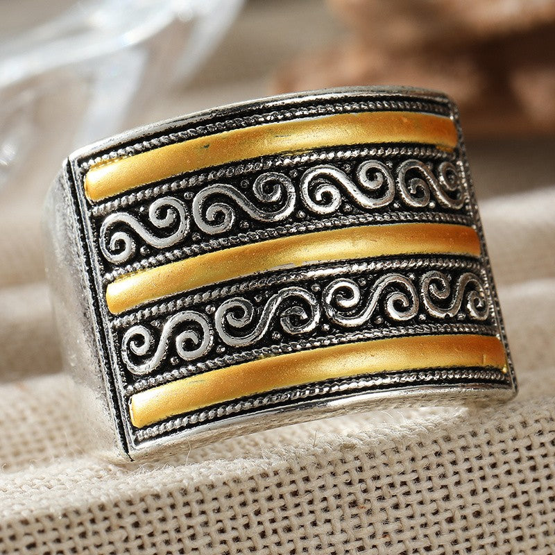 Scroll Pattern Wide Band Ring