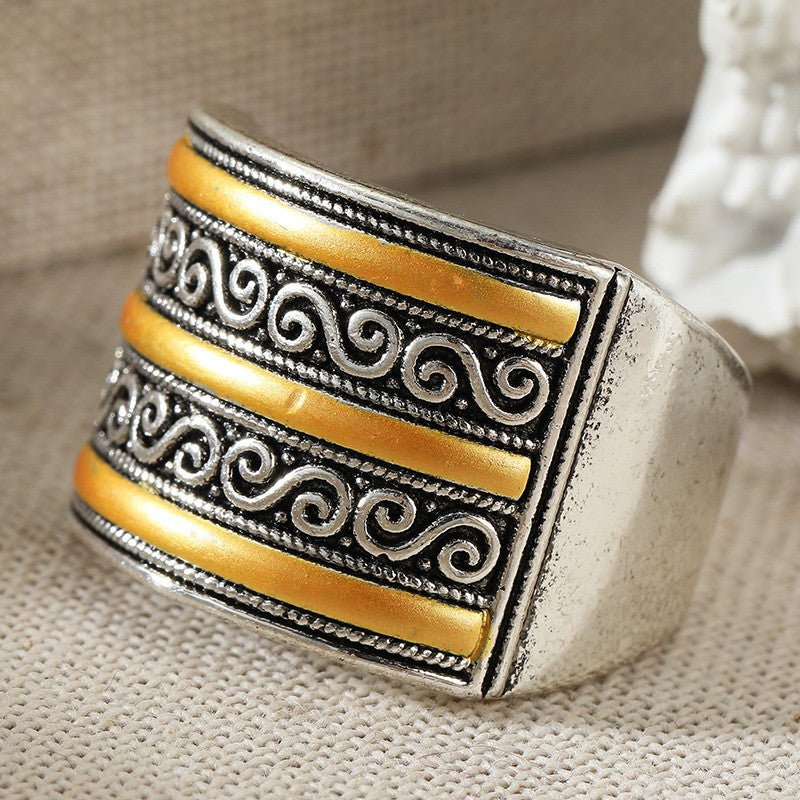 Scroll Pattern Wide Band Ring