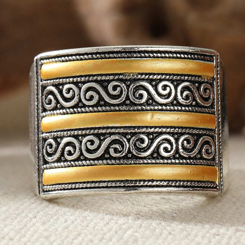 Scroll Pattern Wide Band Ring