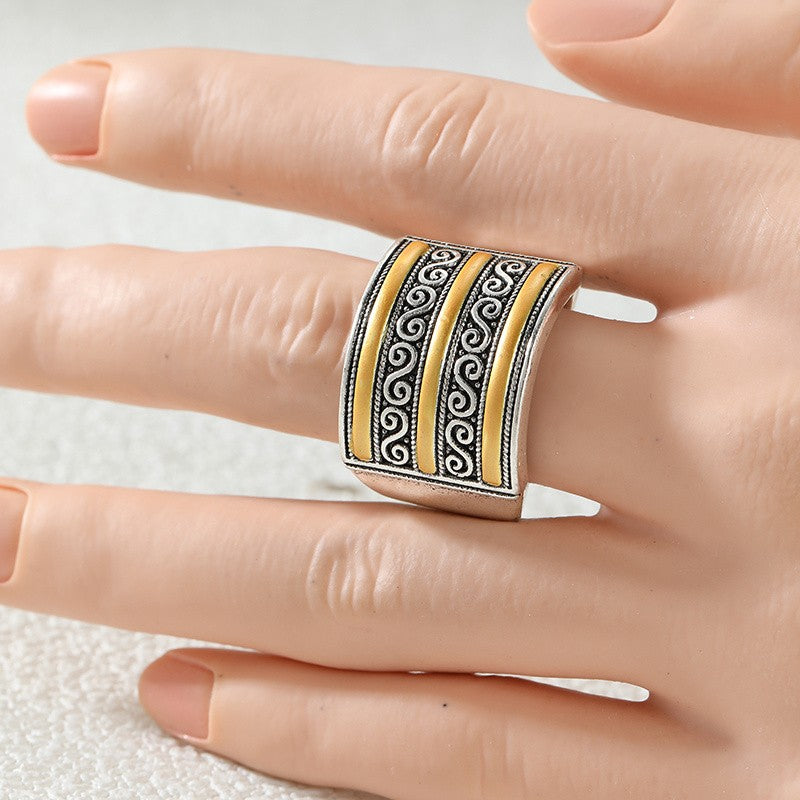 Scroll Pattern Wide Band Ring