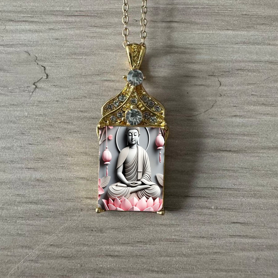Lotus Buddha Pendant Necklace