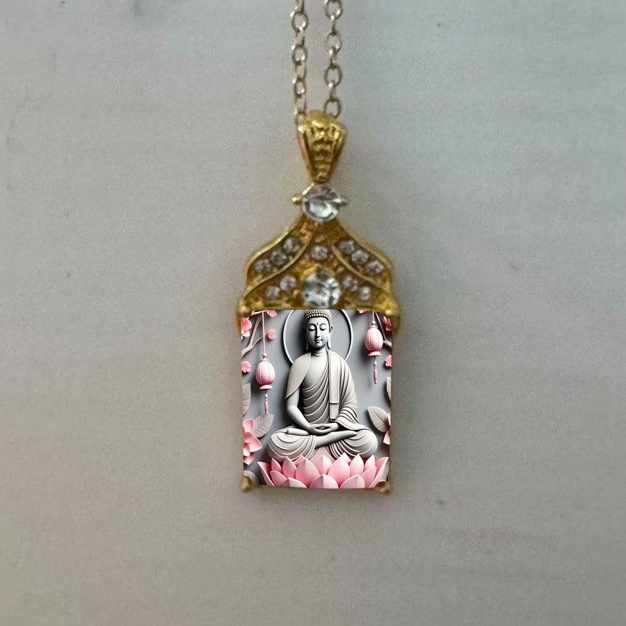 Lotus Buddha Pendant Necklace