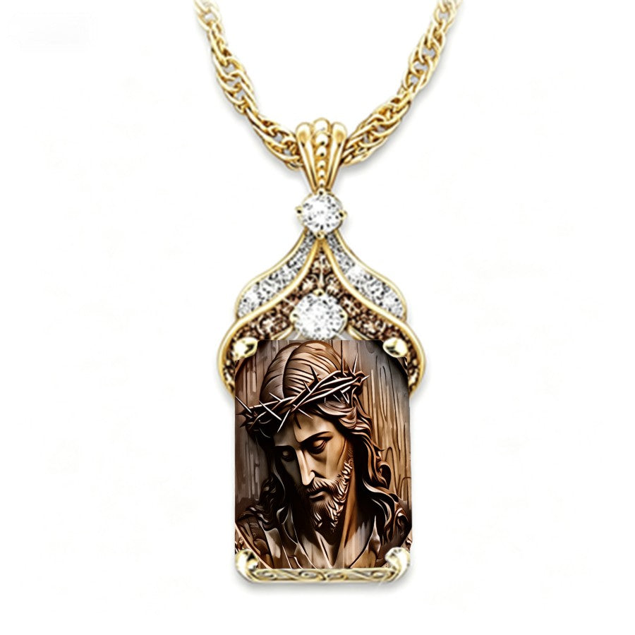 Crown of Thorns Portrait Pendant Necklace