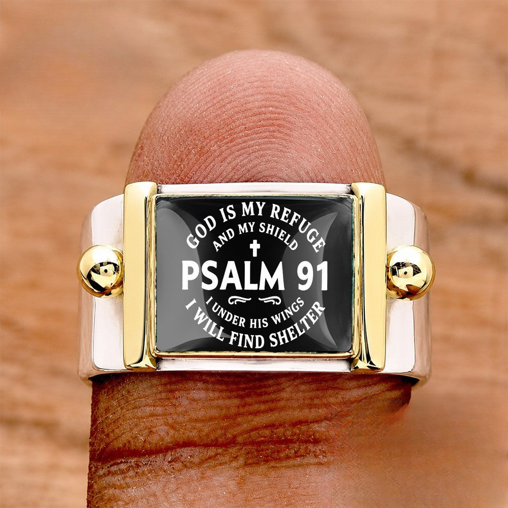 Psalm 91 Refuge Square Ring
