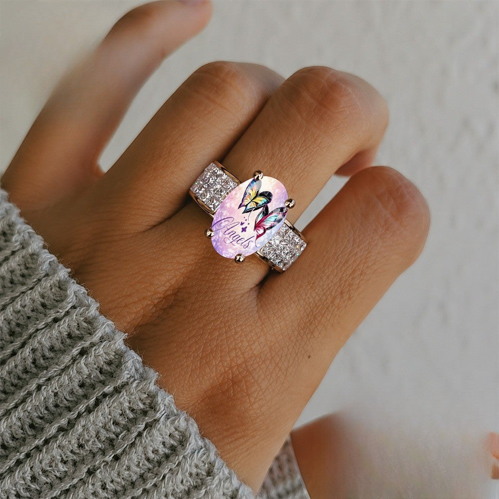 Iridescent Butterfly Angel Ring