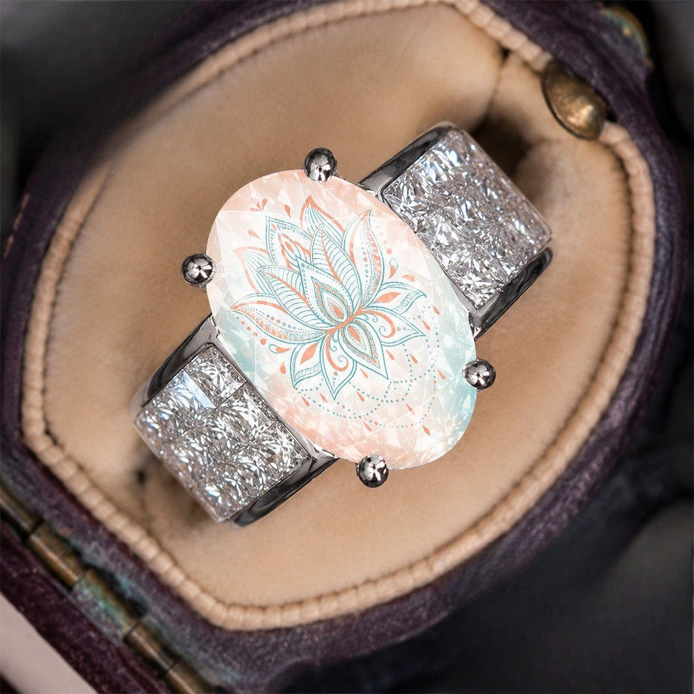 Iridescent Lotus Oval Ring