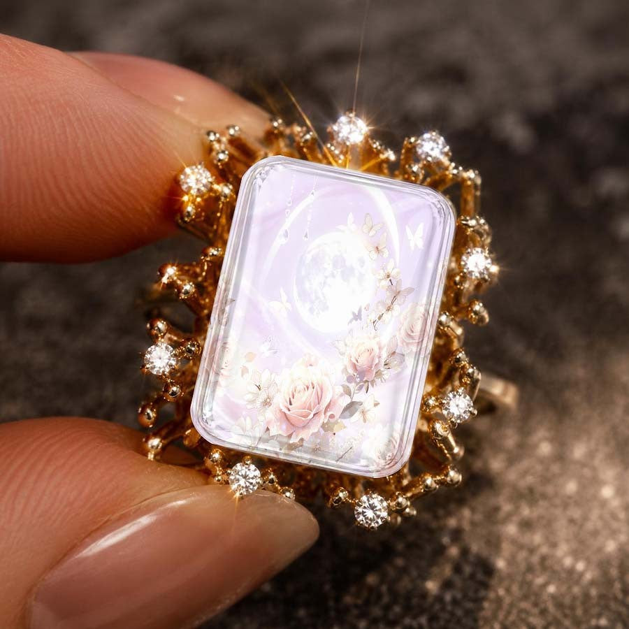 Moon & Rose Statement Ring