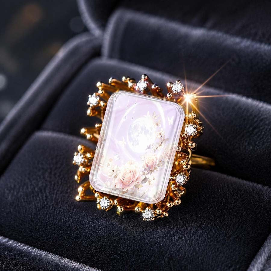 Moon & Rose Statement Ring