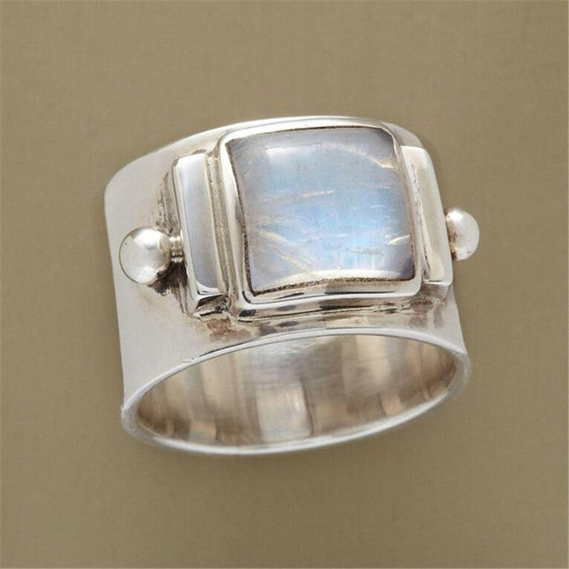 Square Blue Crystal Statement Ring