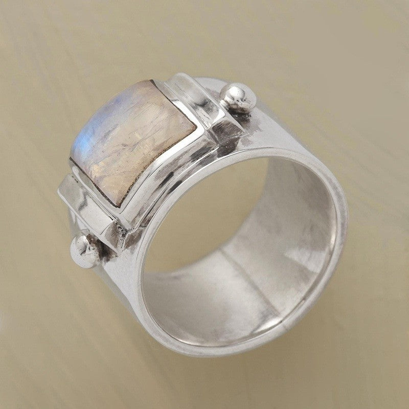Square Blue Crystal Statement Ring
