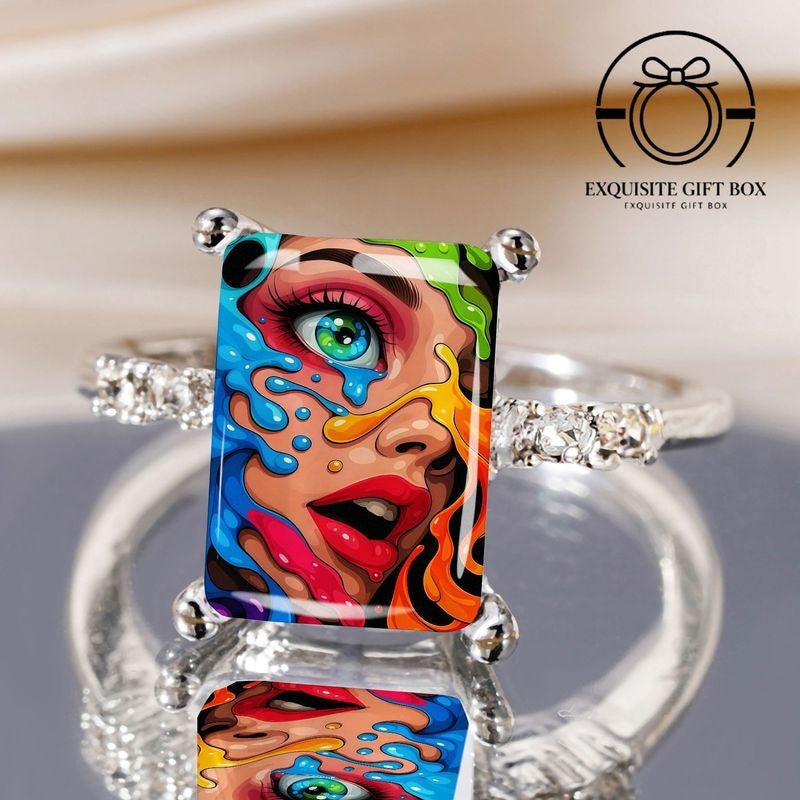 Colorful Abstract Portrait Ring