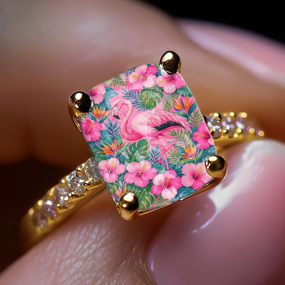 Tropical Flamingo Square Ring