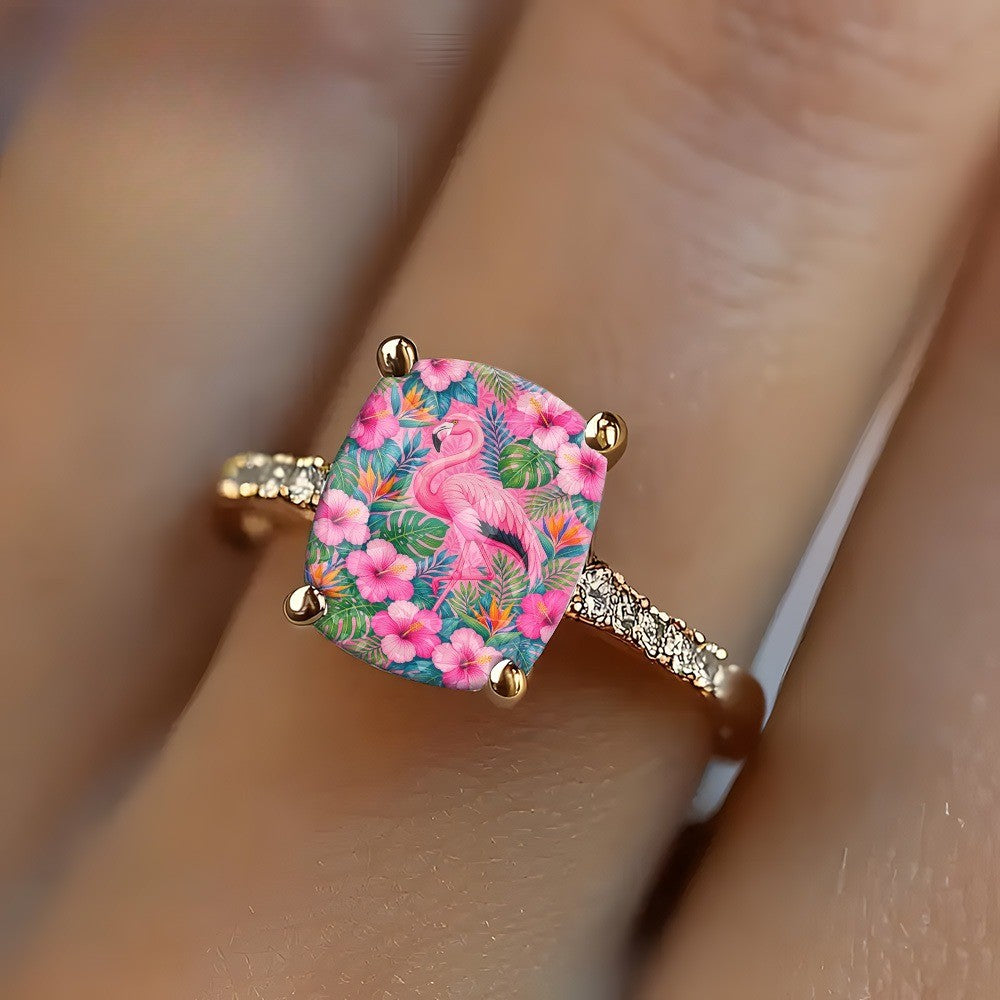 Tropical Flamingo Square Ring