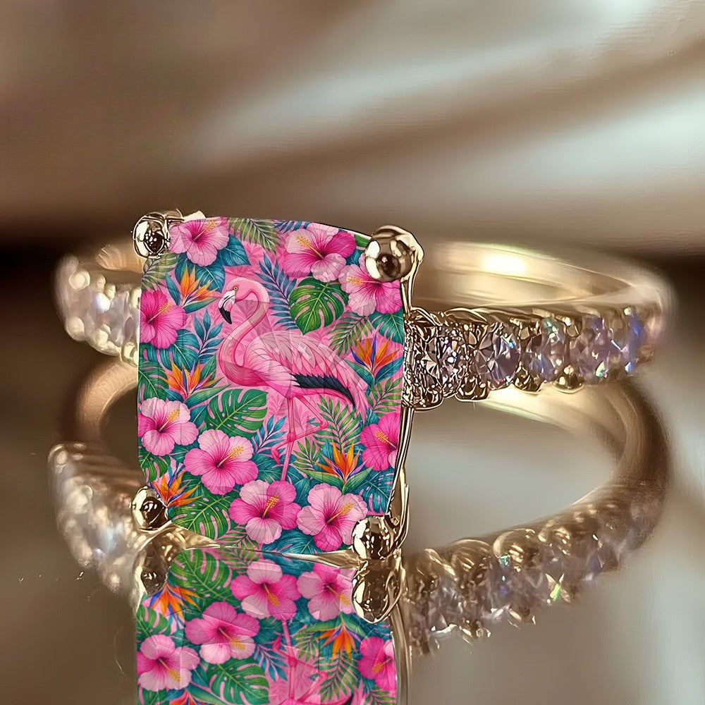 Tropical Flamingo Square Ring