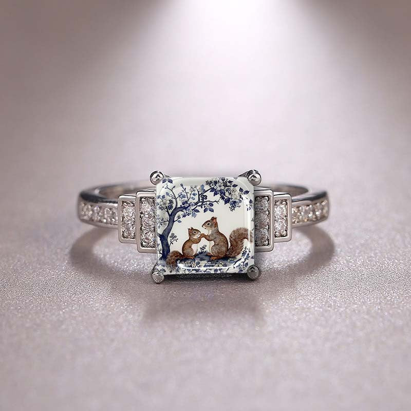 Squirrel Tree Square Ring