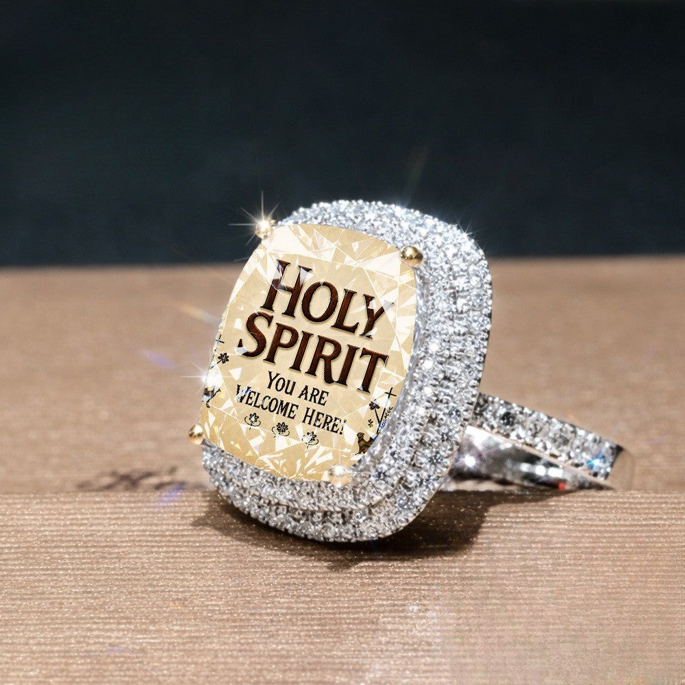 Holy Spirit Square Statement Ring