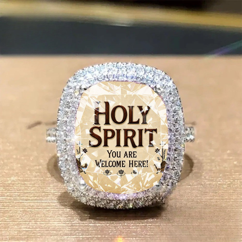 Holy Spirit Square Statement Ring