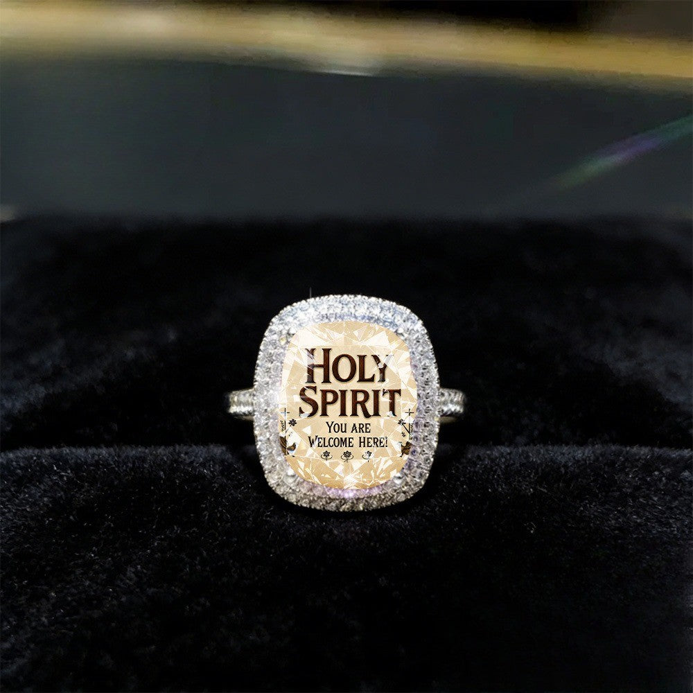 Holy Spirit Square Statement Ring