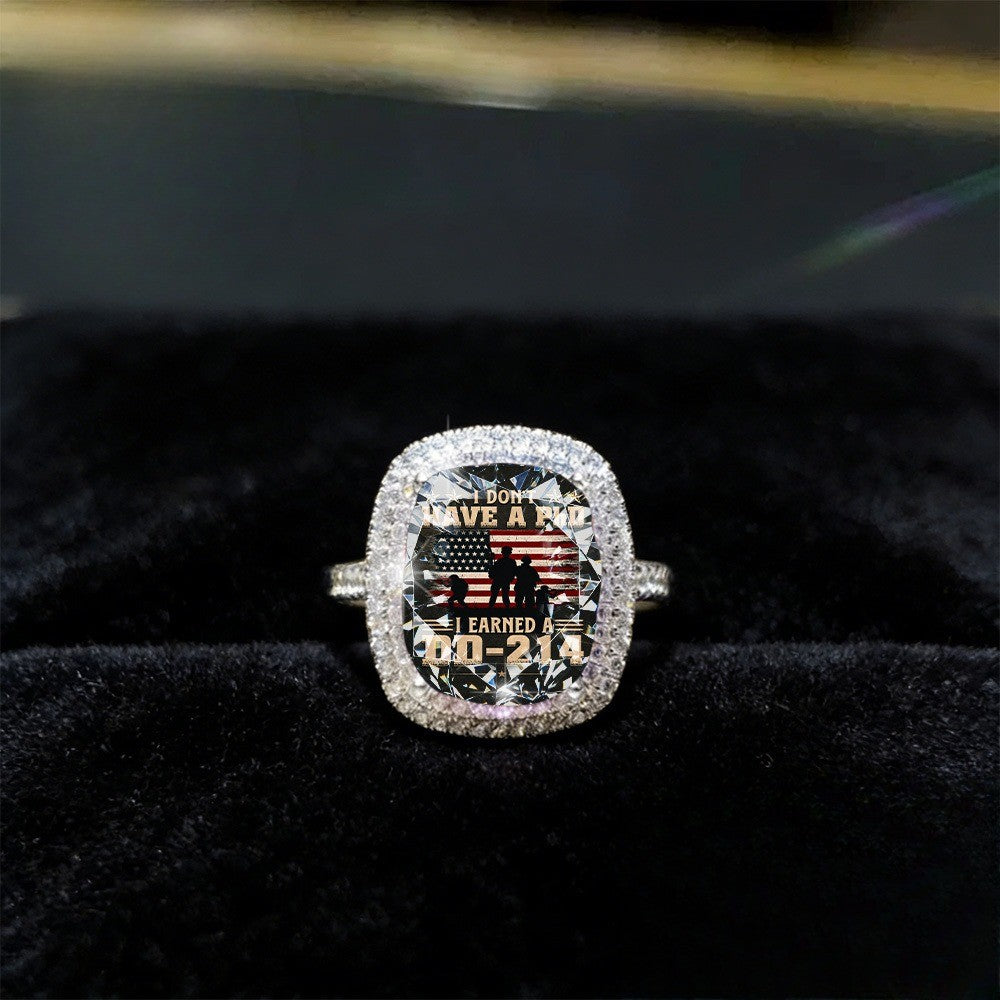 Veteran Tribute Square Statement Ring