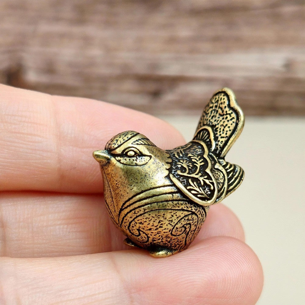 Engraved Brass Bird Figurine