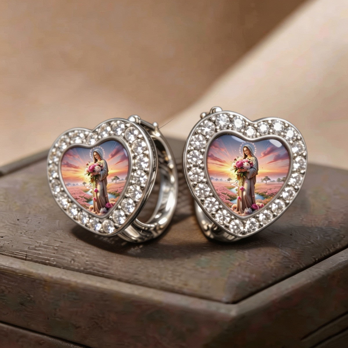 Crystal Heart Faith Earrings