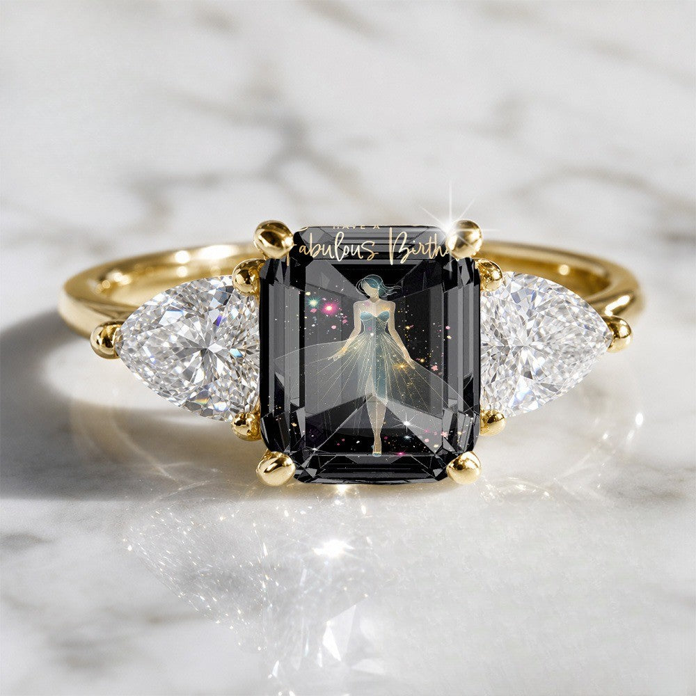 Rectangular Crystal Figure Ring