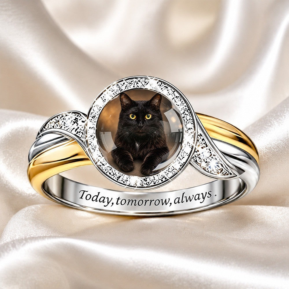 Black Cat Portrait Ring