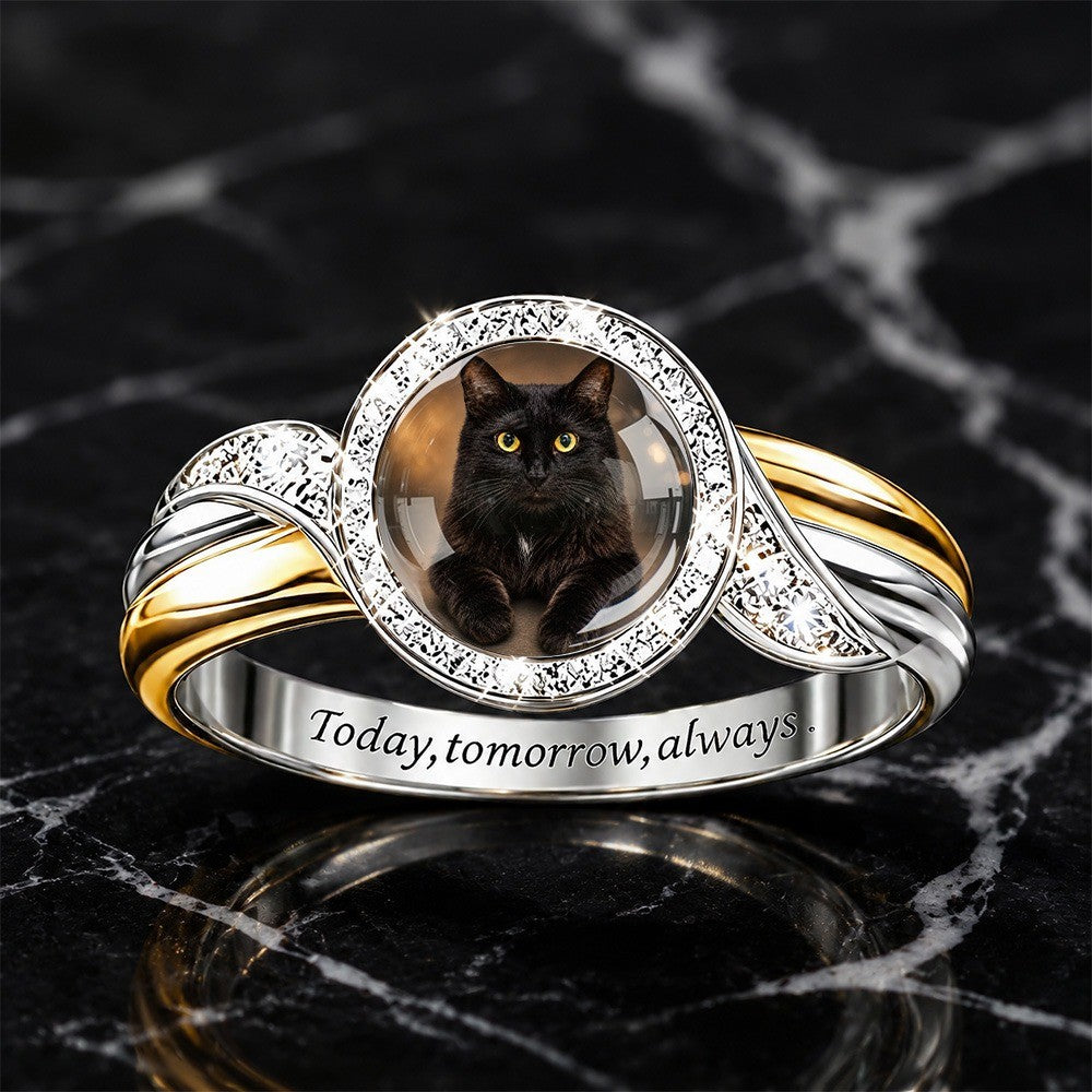 Black Cat Portrait Ring