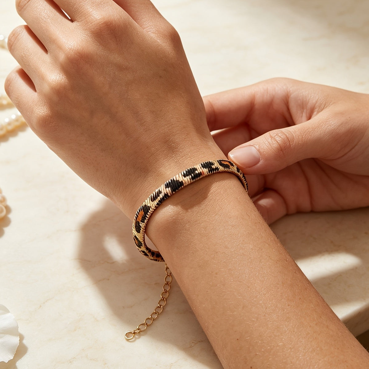 Leopard Print Snake Chain Bracelet