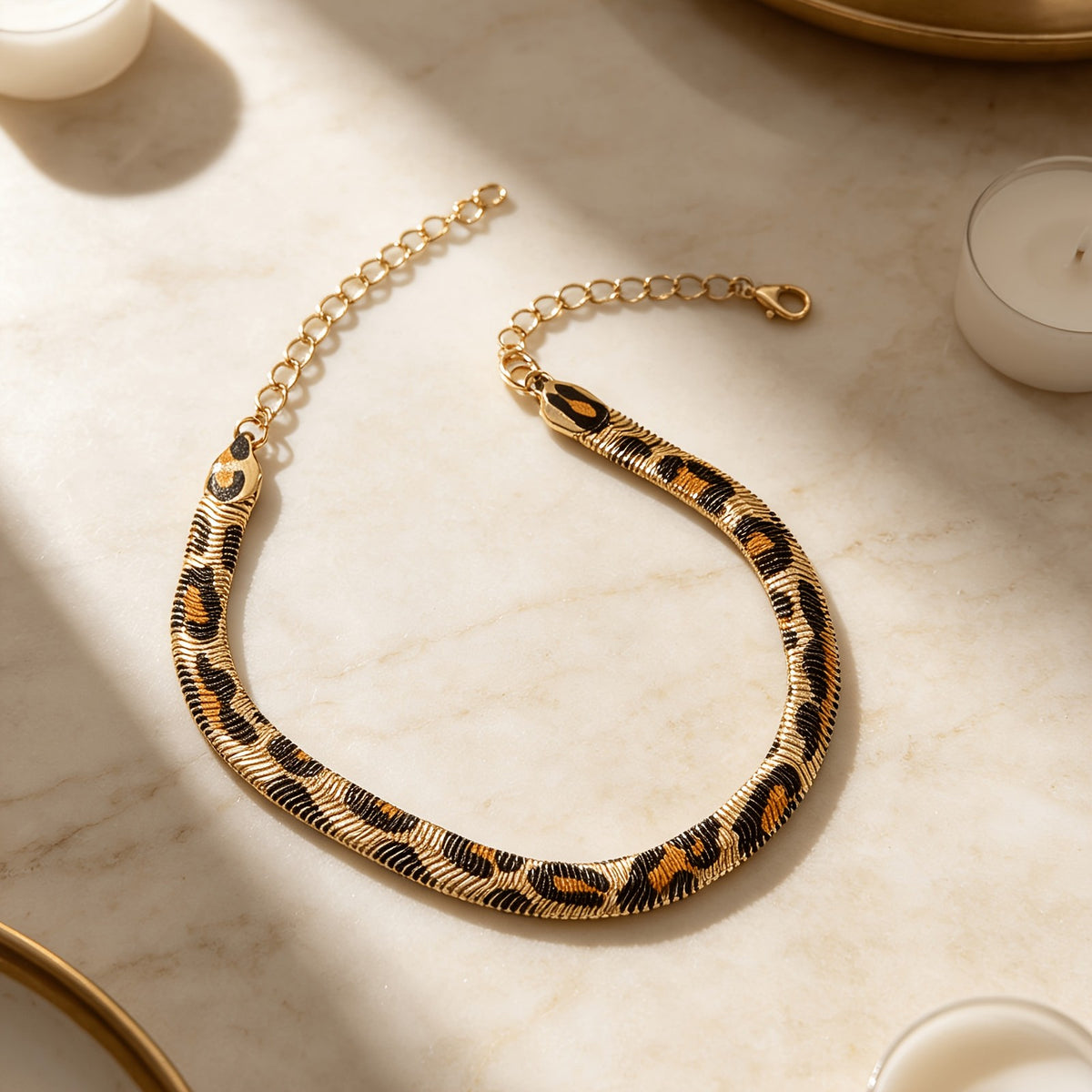 Leopard Print Snake Chain Bracelet