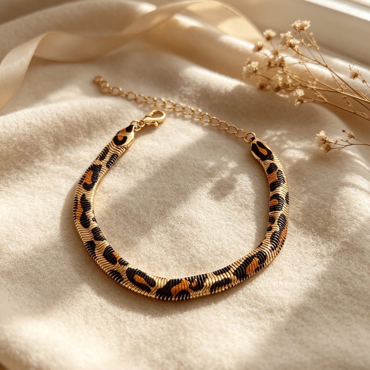 Leopard Print Snake Chain Bracelet