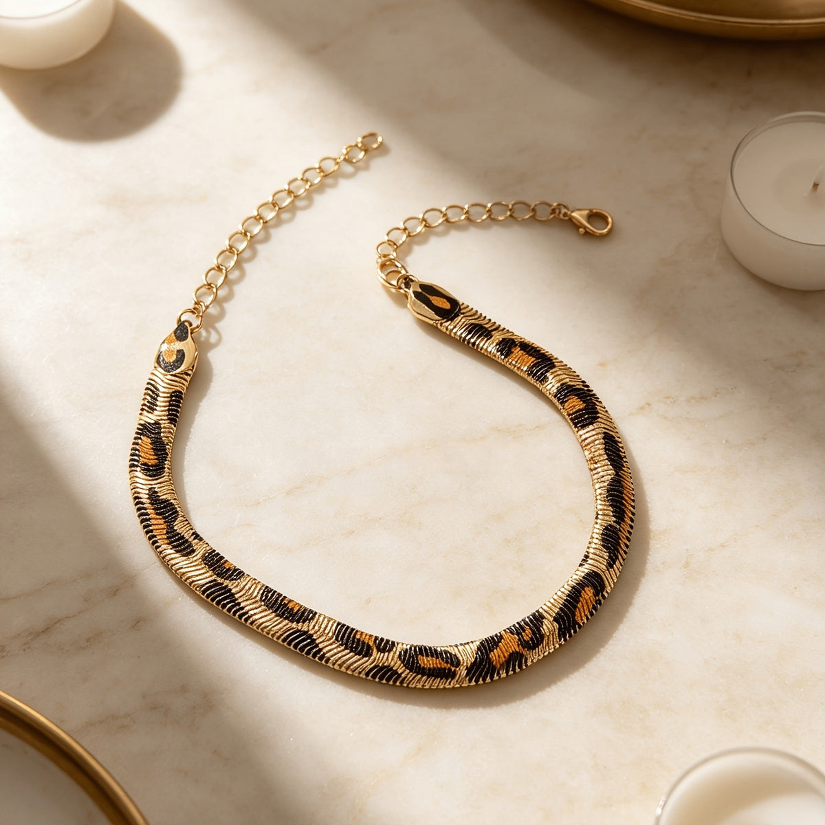 Leopard Print Snake Chain Bracelet