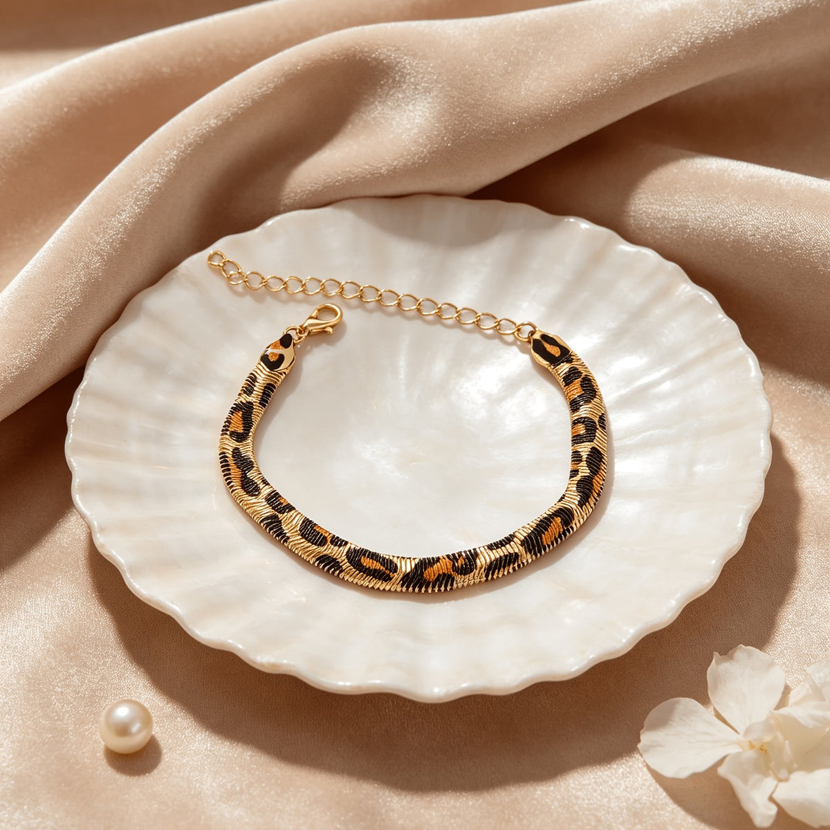 Leopard Print Snake Chain Bracelet