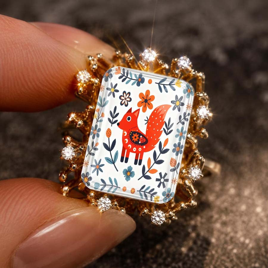 Folk Art Fox Statement Ring