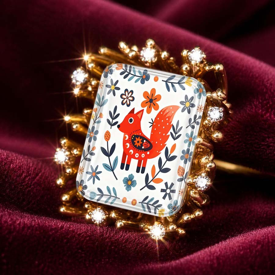 Folk Art Fox Statement Ring