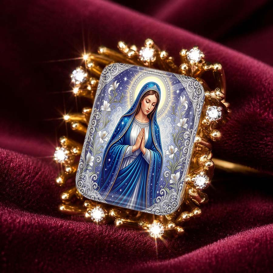 Praying Virgin Mary Statement Ring