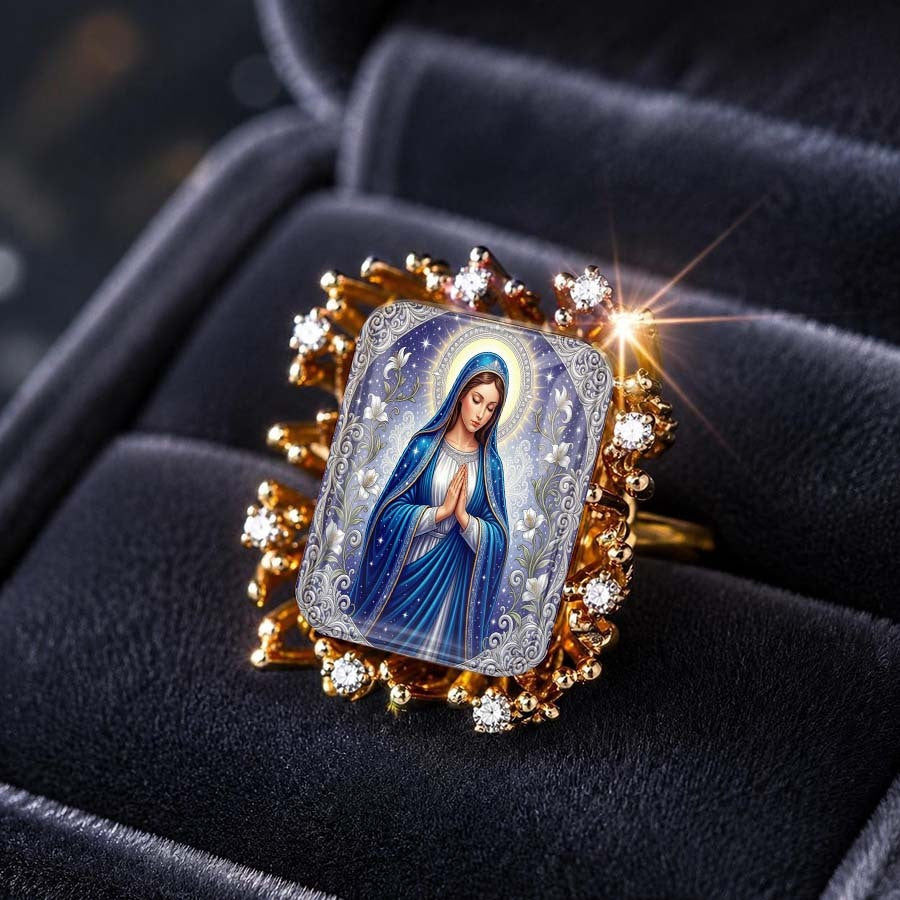 Praying Virgin Mary Statement Ring