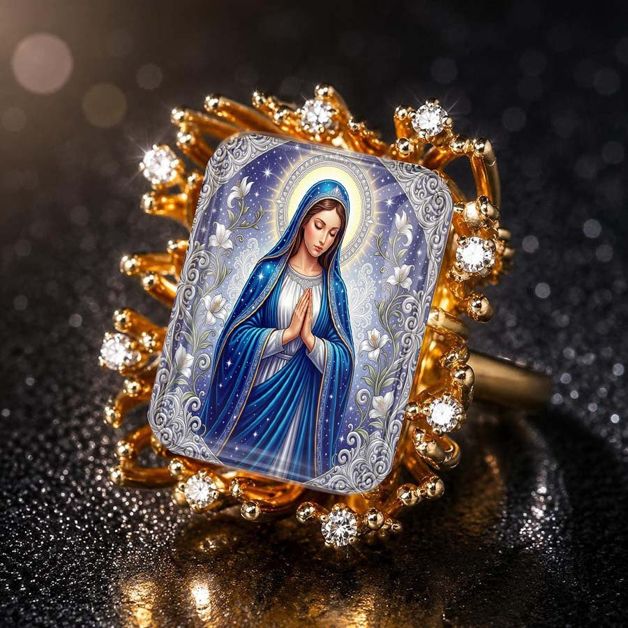 Praying Virgin Mary Statement Ring