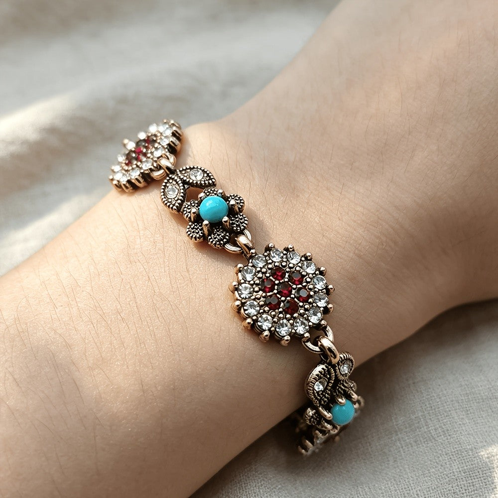 Turquoise Sunflower Crystal Bracelet